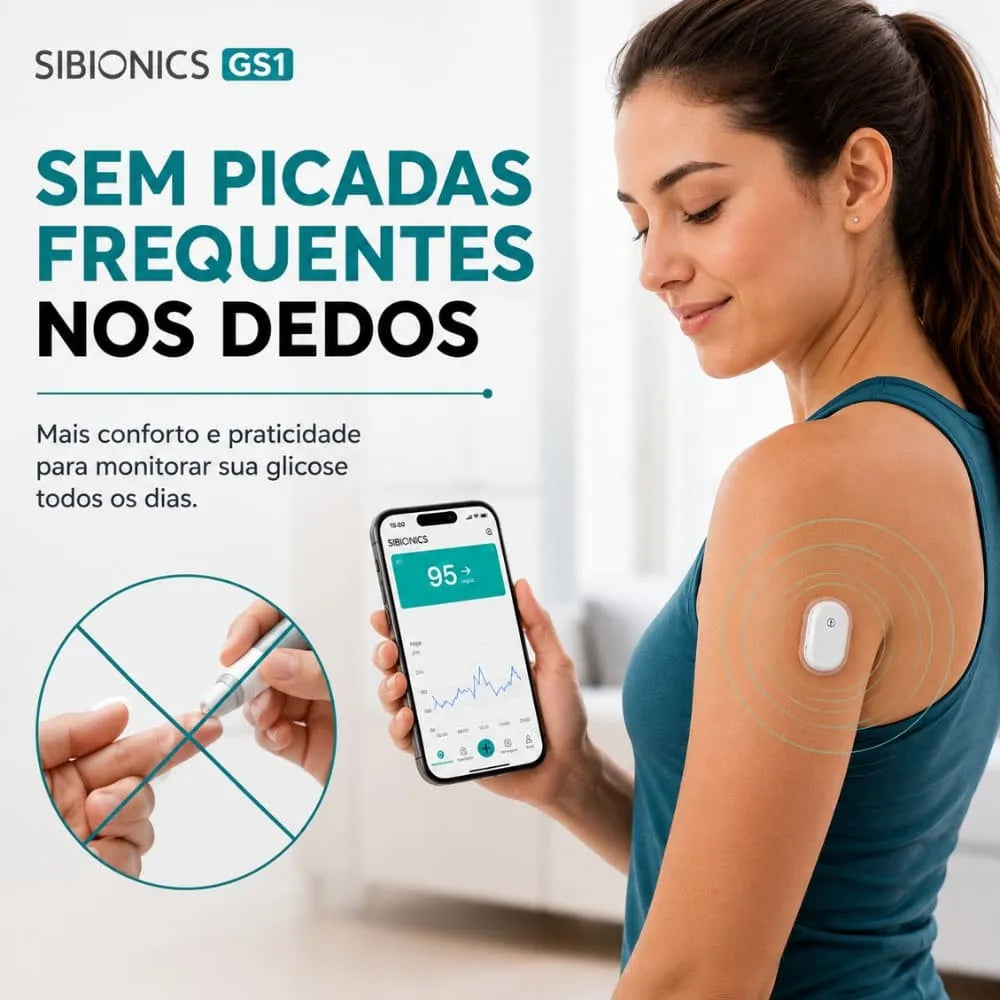 Sensor e Monitor De Glicose SIBIONICS Inteligente GS1