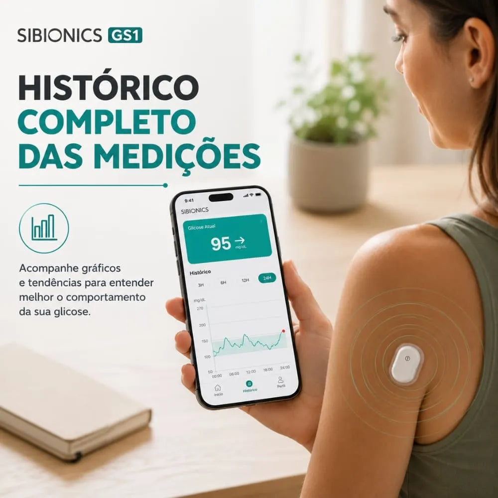 Sensor e Monitor De Glicose SIBIONICS Inteligente GS1