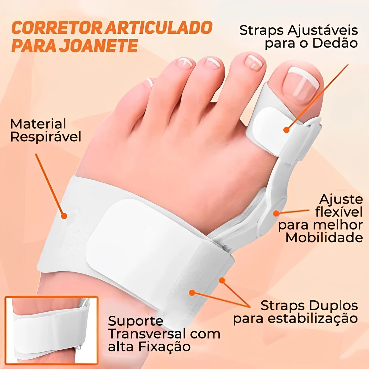 Par de Corretores Ajustáveis De Joanetes - Eficiente e Portátil